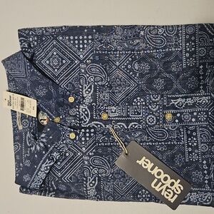 Reyn Spooner Short Sleeve Navy and White Geometric Aloha Men's Shirt